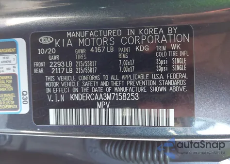 2021 Kia Seltos Ex from USA, damaged, VIN KNDERCAA3M7158253